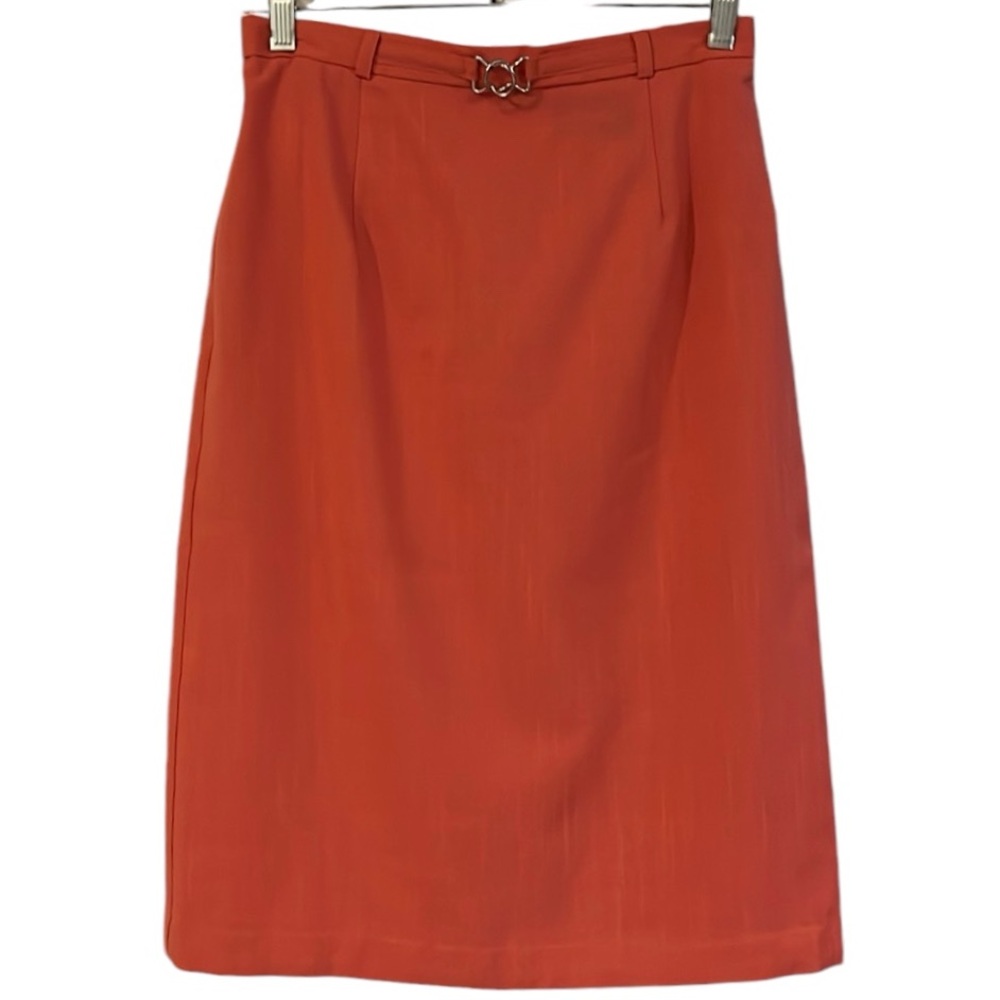 VINTAGE REQUIREMENTS MIDI PENCIL SKIRT WITH BUCKLE DETAIL SALMON ORANGE SIZE 8P